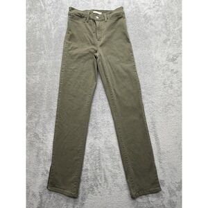 Levis 724 High Rise Straight Jeans Womens Measured 27x30 Green Stretch Slit Hem